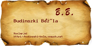 Budinszki Béla névjegykártya